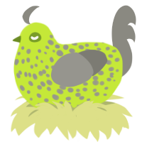 Toxic waste, a lime and ash chicken with a speckle pattern