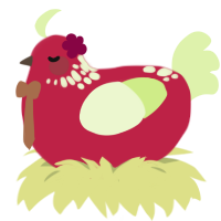 Appy, a crimson and apple chicken with a neck-speckle pattern