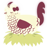 Blushing Bride, a rose and maroon chicken with a lace pattern