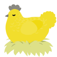 A yellow chicken with a half-lace pattern