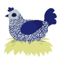 A silver and navy chicken with a double-lace pattern