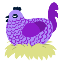 Grape, a lilac and violet chicken with a lace pattern