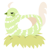 granny smith, a apple and cream chicken with a bar pattern
