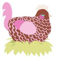 Cocoa, a russet and pink chicken with a lace pattern