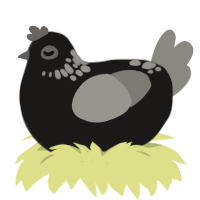 A sable and ash chicken with a neck-speckle pattern