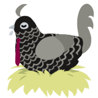 Corporate Goth Light, a sable and ash chicken with a lace pattern