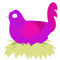steak, a amethyst and fuchsia chicken with a speckle pattern