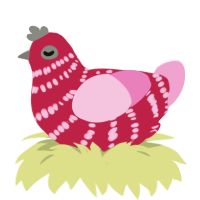 (unnamed), a crimson and pink chicken with a bar pattern