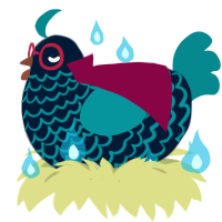 A tumblr and teal chicken with a lace pattern