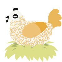 popcorn, a white and honey chicken with a double-lace pattern