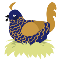 (unnamed), a navy and gold chicken with a lace pattern