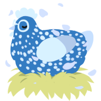 A sapphire and silver chicken with a speckle pattern