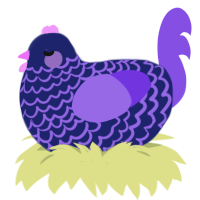 A navy and blurple chicken with a lace pattern