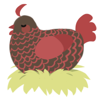 A bark and red chicken with a lace pattern