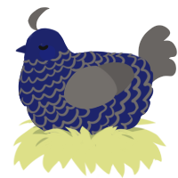 A navy and grey chicken with a lace pattern