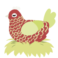 (unnamed), a red and lemon chicken with a lace pattern