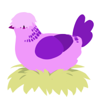 A lavender and violet chicken with a neck-band pattern