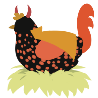 Pumpkin Spice Latte, a black and vermilion chicken with a speckle pattern