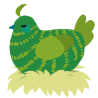 (unnamed), a viridian and chartreuse chicken with a bar pattern
