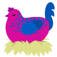 (unnamed), a fuchsia and ultramarine chicken with a half-lace pattern