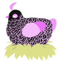 yxx, a black and lavender chicken with a double-lace pattern