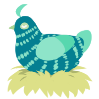 A sea and mint chicken with a bar pattern