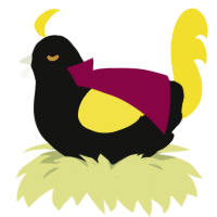 The Emperor, a black and yellow chicken