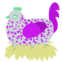 Easter egg, a mist and amethyst chicken with a speckle pattern