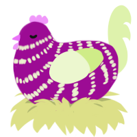 A plum and apple chicken with a bar pattern