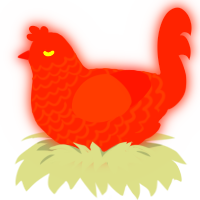Fireboy, a vermilion chicken with a lace pattern