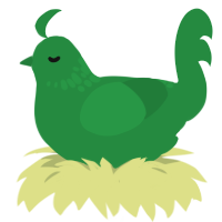 Viridian City, a viridian chicken with a neck-speckle pattern