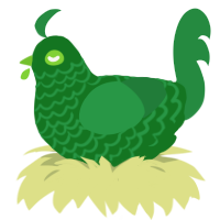 Blade, a leaf and viridian chicken with a lace pattern