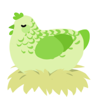 Apple, a apple and grass chicken with a half-lace pattern