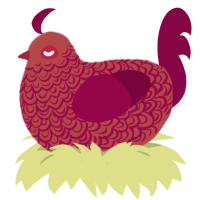 Flesh, a red and maroon chicken with a double-lace pattern