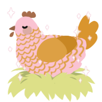 Glitz, a rose and orange chicken with a lace pattern
