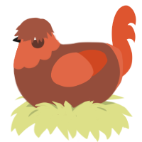 Chili Bean, a russet and vermilion chicken with a head pattern