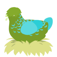 地球, a chartreuse and aqua chicken with a half-lace pattern