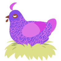 A blurple and orchid chicken with a double-lace pattern