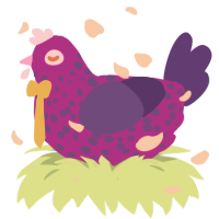 Purpleberry, a amethyst and indigo chicken with a speckle pattern