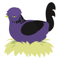 Greyson, a overcast and sable chicken with a neck-speckle pattern