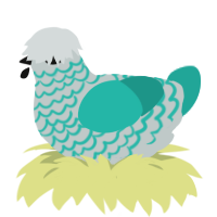 A silver and turquoise chicken with a lace pattern