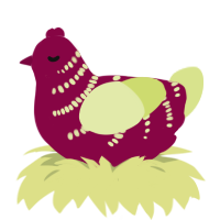 A maroon and lemon chicken with a half-bar pattern