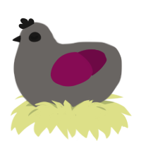 A grey and wine chicken