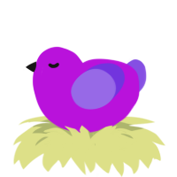 A amethyst and blurple chicken