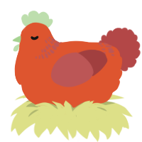 A vermilion and red chicken with a neck-band pattern