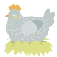 A silver chicken with a speckle pattern