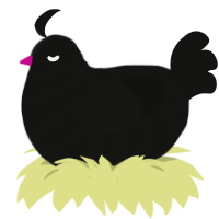 Grimoire, a black chicken with a bar pattern