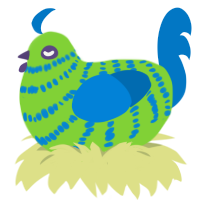 A grass and sapphire chicken with a bar pattern