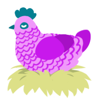 A lavender and amethyst chicken with a lace pattern