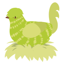 Avocado, a lime and lemon chicken with a bar pattern